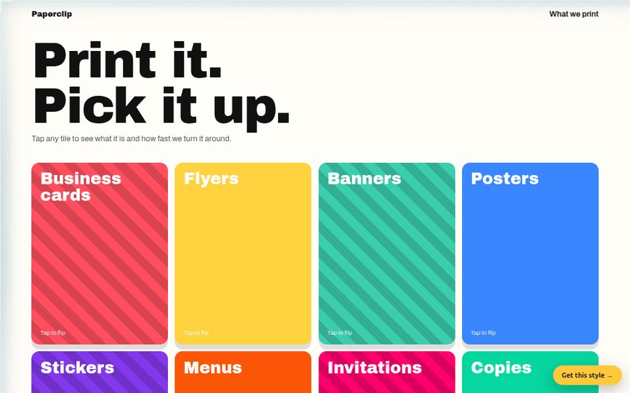 Paperclip Print Shop sample website by Cheap Cheap Websites