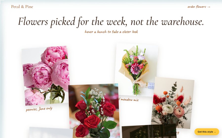 Petal & Pine Florist sample website by Cheap Cheap Websites