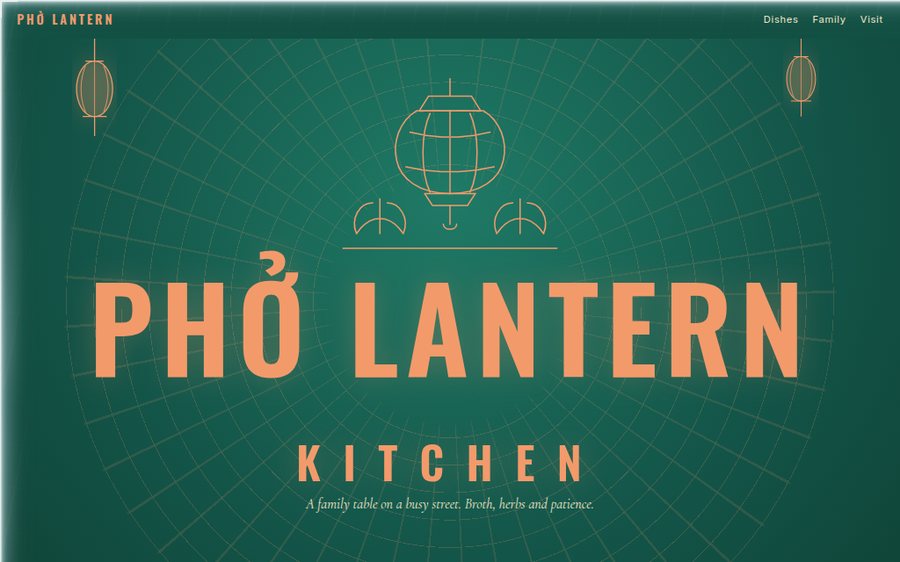 Phở Lantern Kitchen sample website by Cheap Cheap Websites