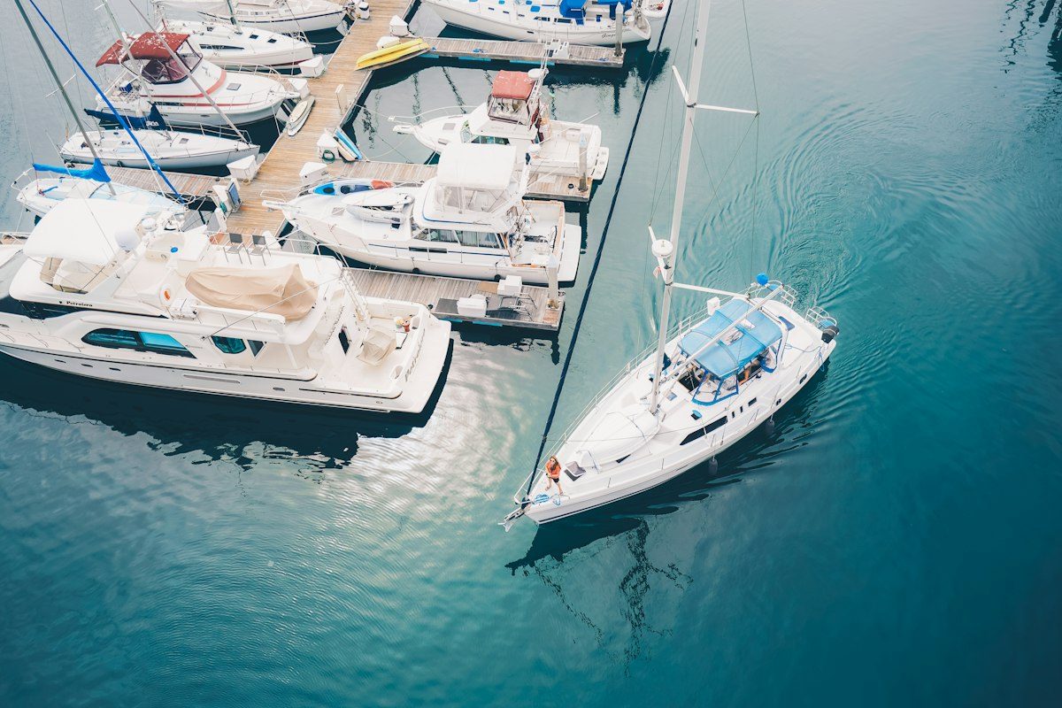 Boat on body of water near dock