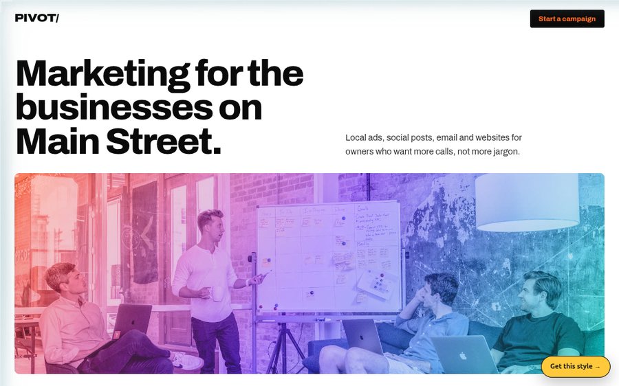 Pivot Marketing Co. sample website by Cheap Cheap Websites