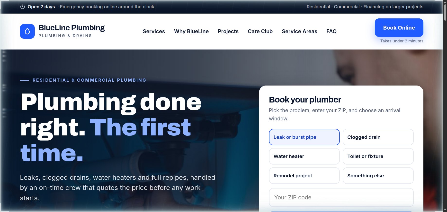 Sample plumbing website designed by Cheap Cheap Websites