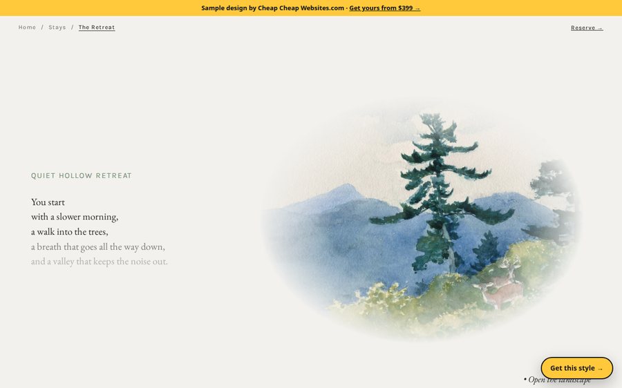 Quiet Hollow Retreat sample website by Cheap Cheap Websites