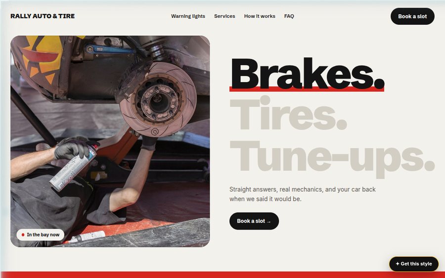Rally Auto & Tire sample website by Cheap Cheap Websites