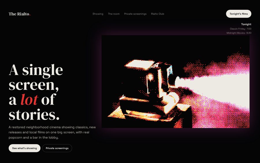 The Rialto Picture House sample website by Cheap Cheap Websites