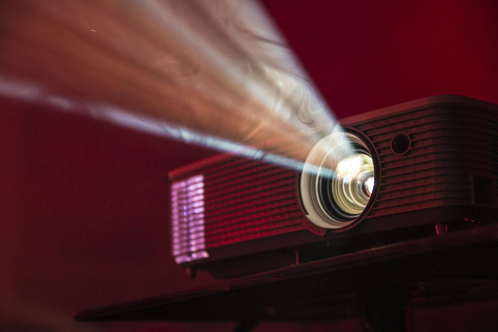Projector beam in a dark room