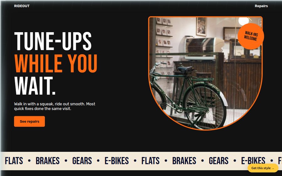 Rideout Bike Shop sample website by Cheap Cheap Websites
