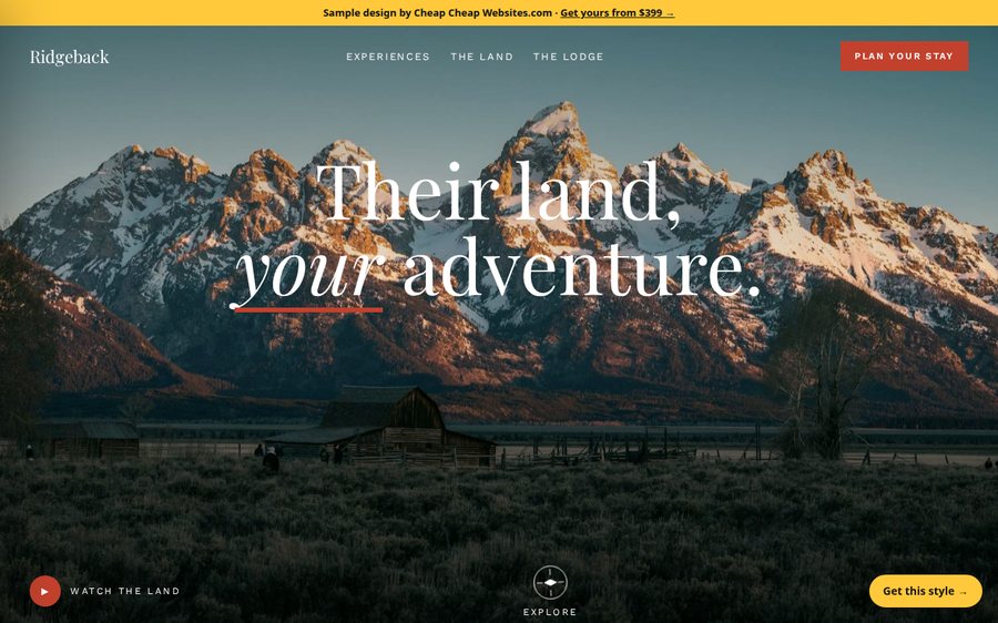 Ridgeback Wildlife Ranch sample website by Cheap Cheap Websites