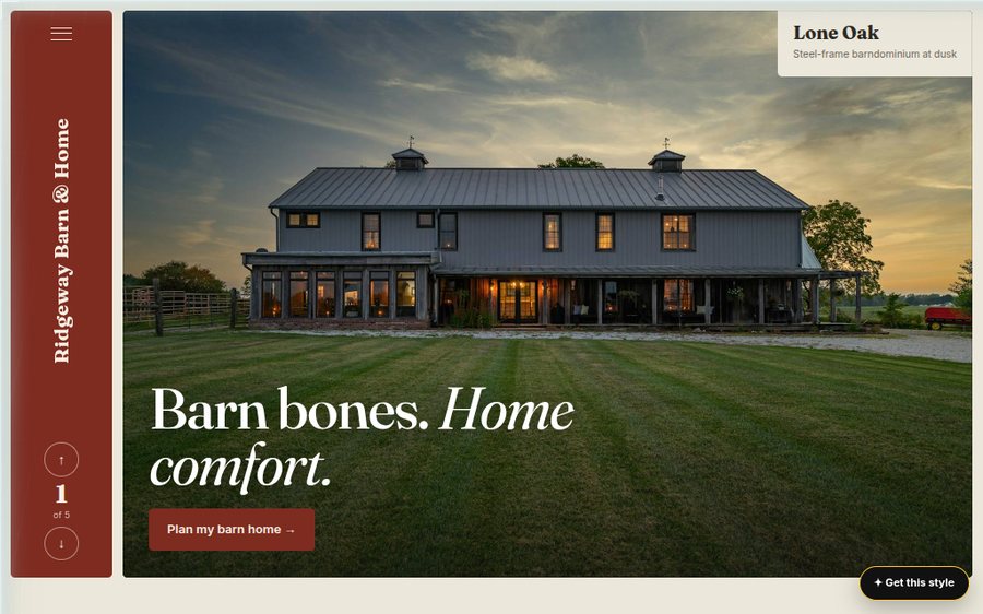 Ridgeway Barn & Home sample website by Cheap Cheap Websites