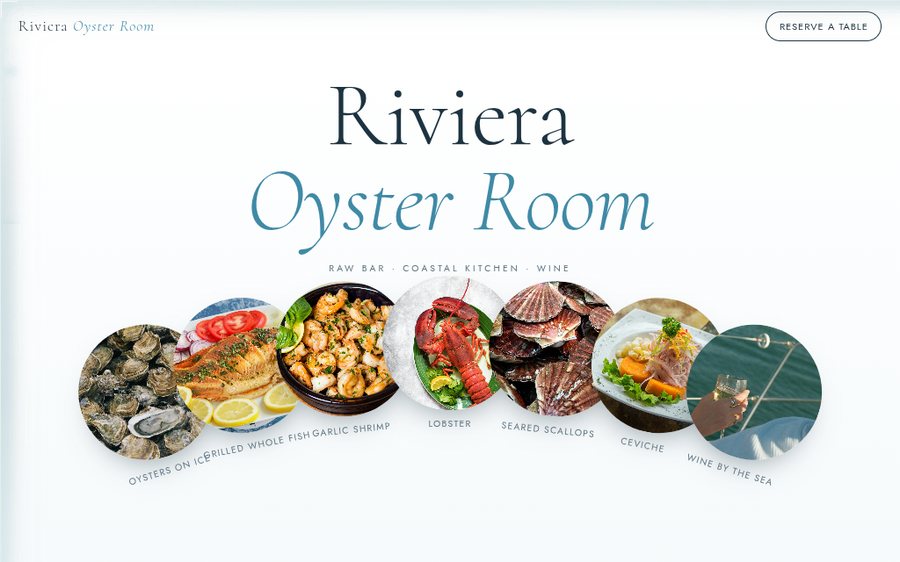 Riviera Oyster Room sample website by Cheap Cheap Websites
