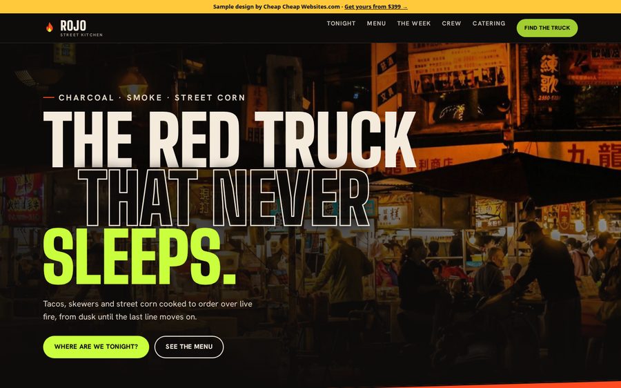 ROJO Street Kitchen sample website by Cheap Cheap Websites