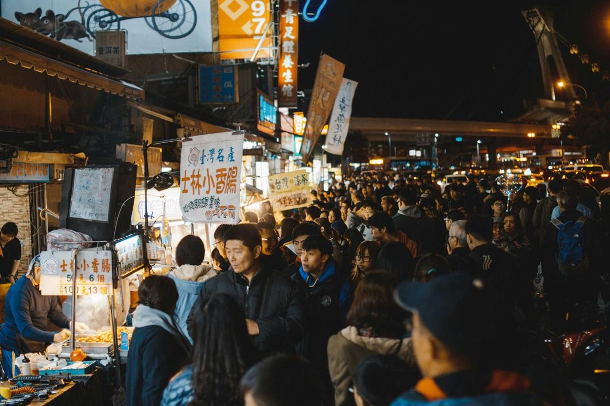 A crowded night market