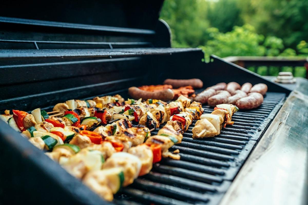 Skewers on a grill