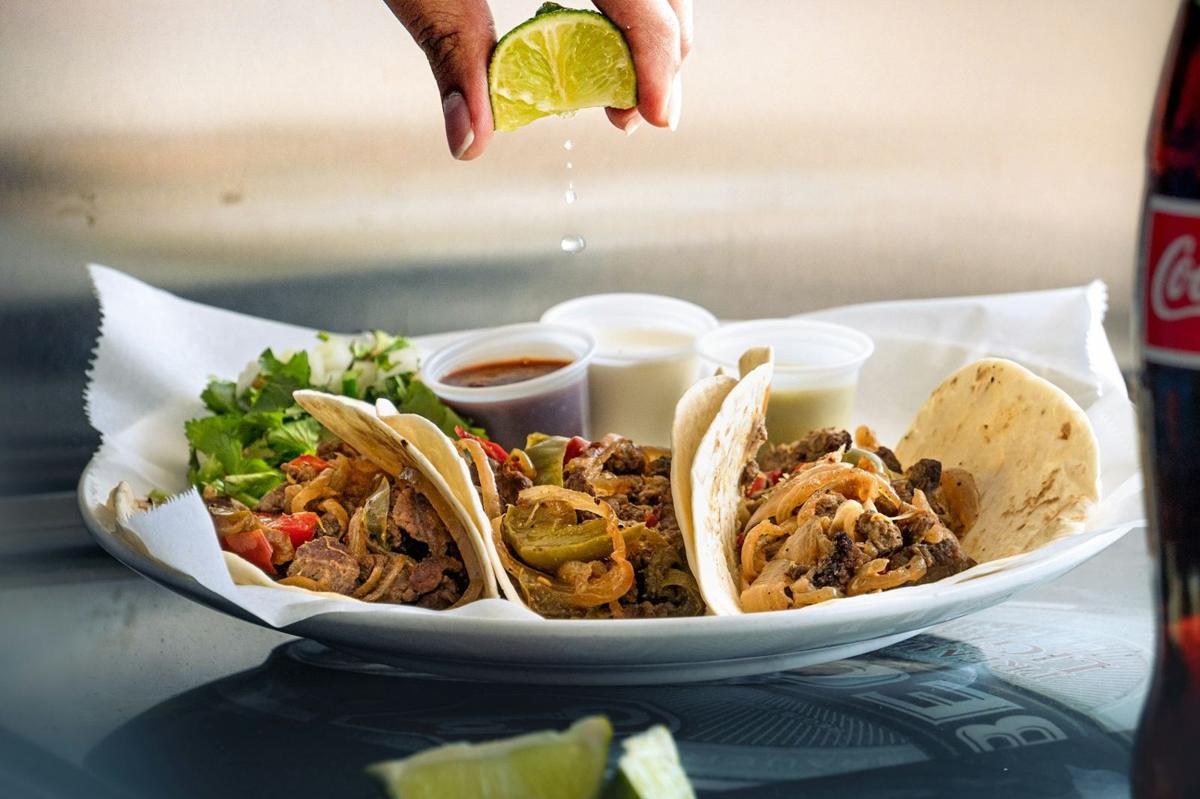 Charcoal tacos with lime