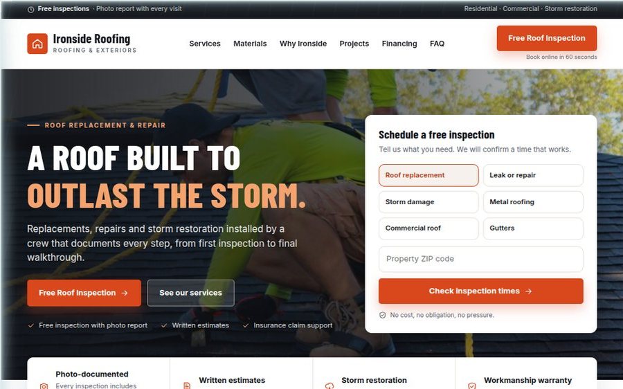 Ironside Roofing sample website