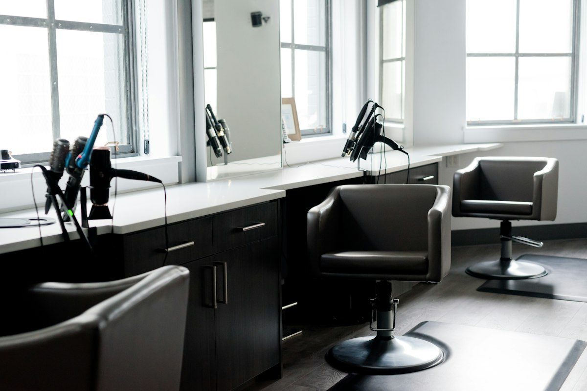 Black and silver barber chair