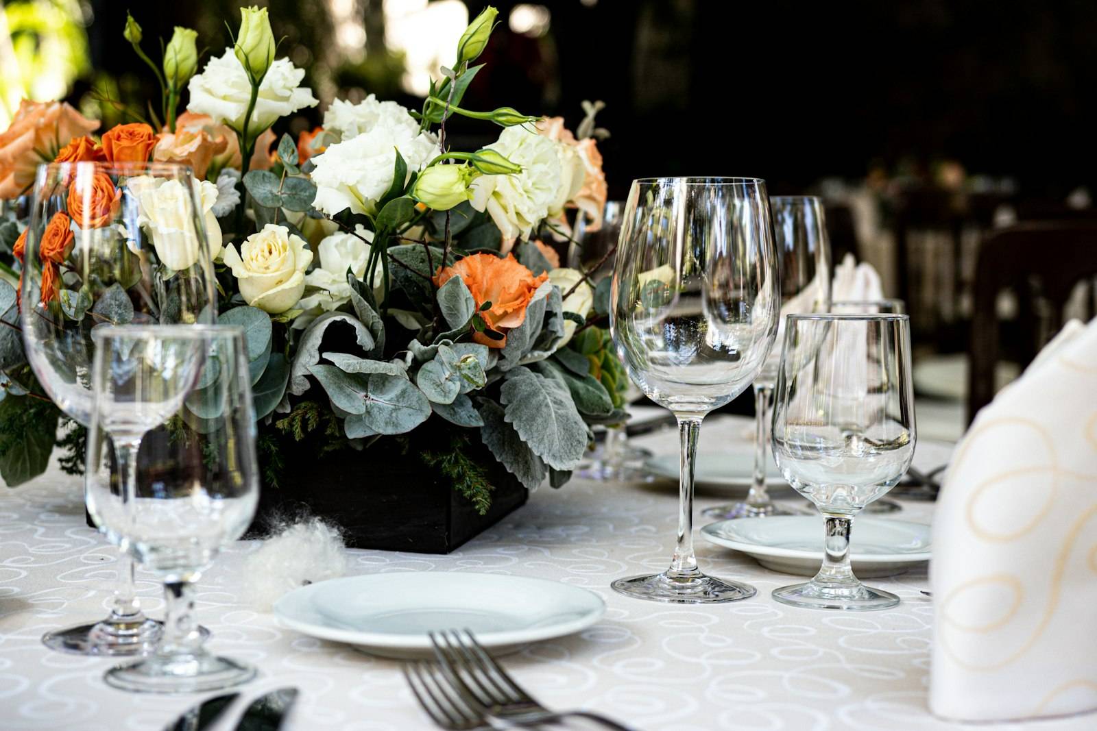 Spring flowers on a reception table