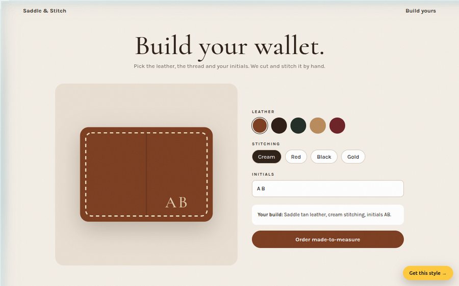 Saddle & Stitch Leather Co. sample website by Cheap Cheap Websites