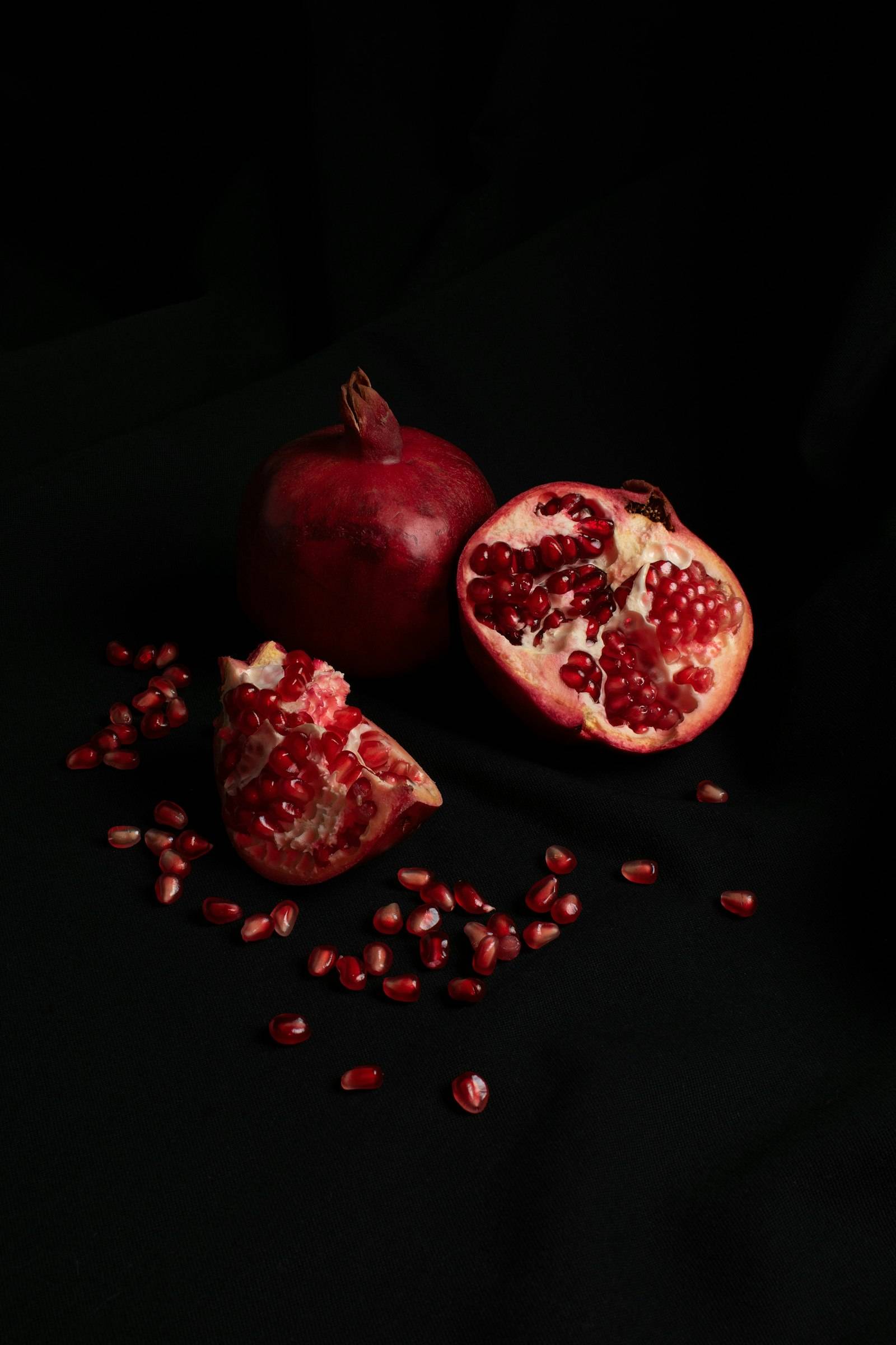 Pomegranate on black