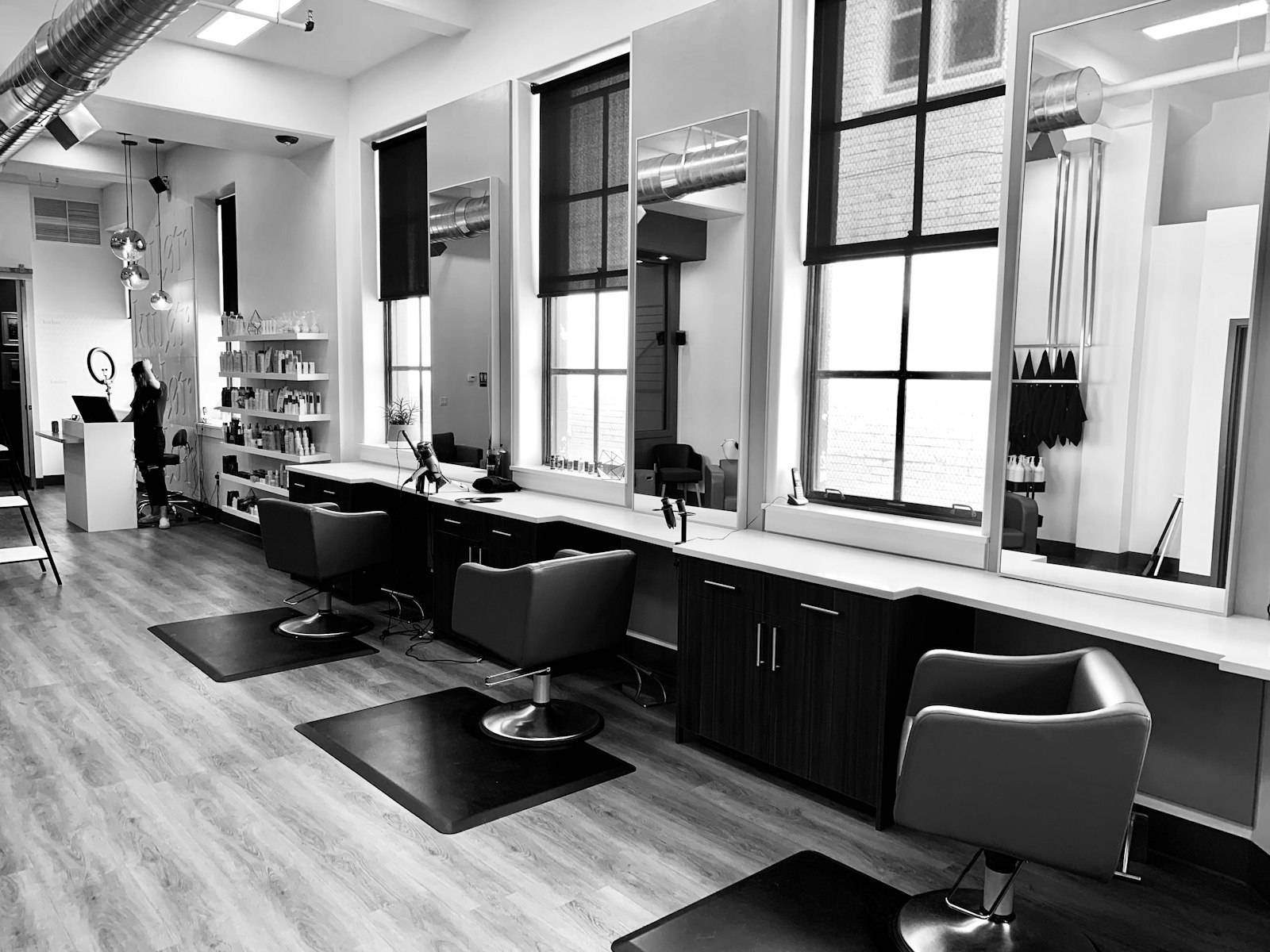 The studio in black and white