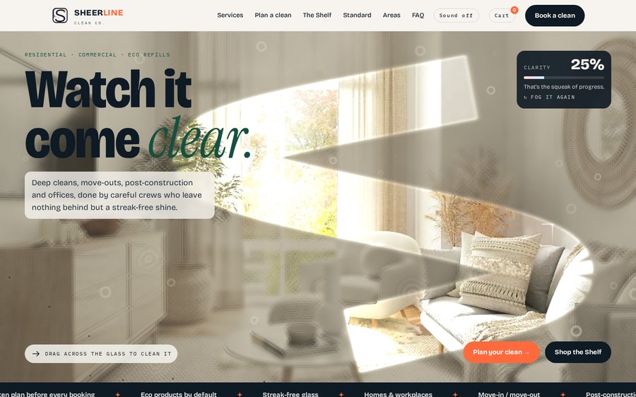 Sheerline Clean Co. sample website by Cheap Cheap Websites