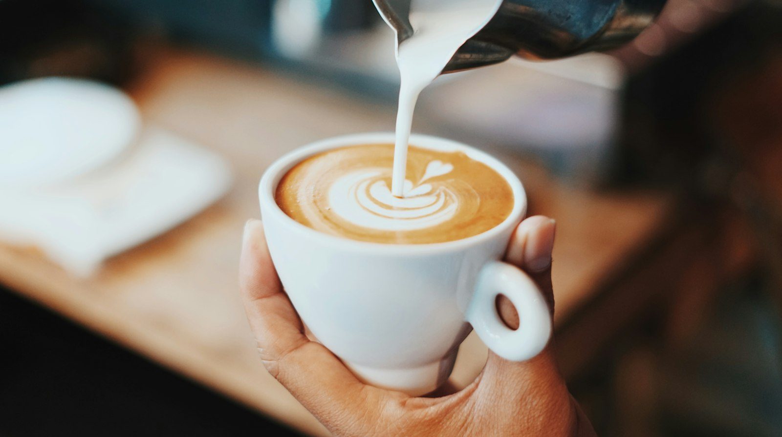 Latte art in a ceramic cup