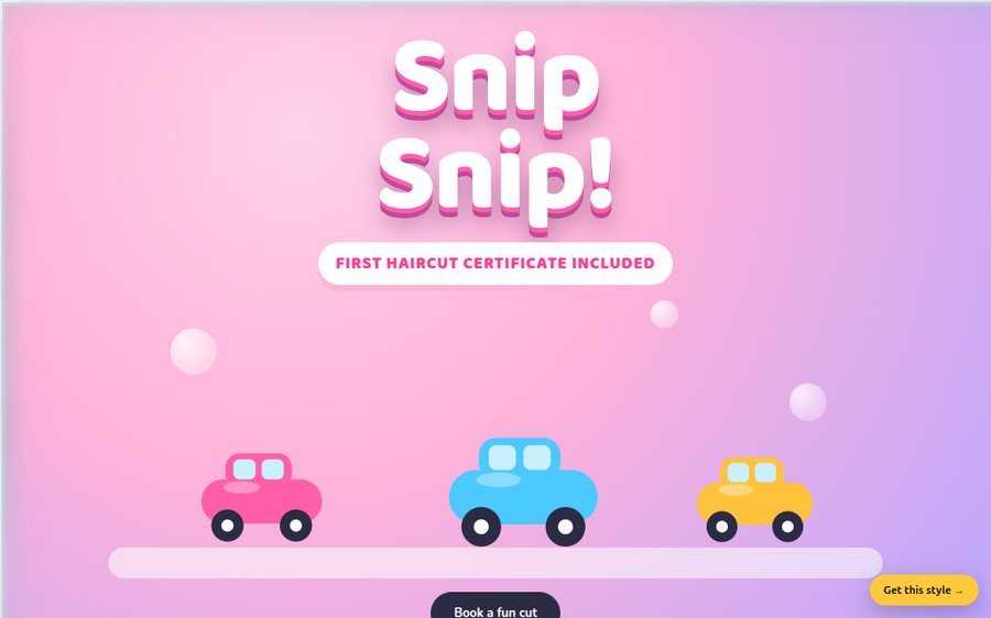 Snip Snip Kids Cuts sample website by Cheap Cheap Websites