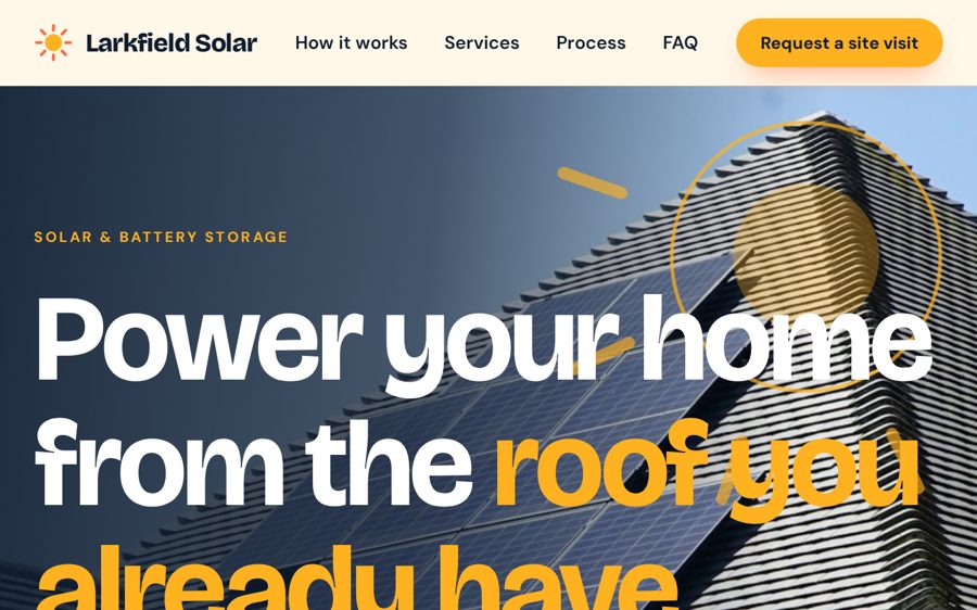 Larkfield Solar & Storage sample website by Cheap Cheap Websites