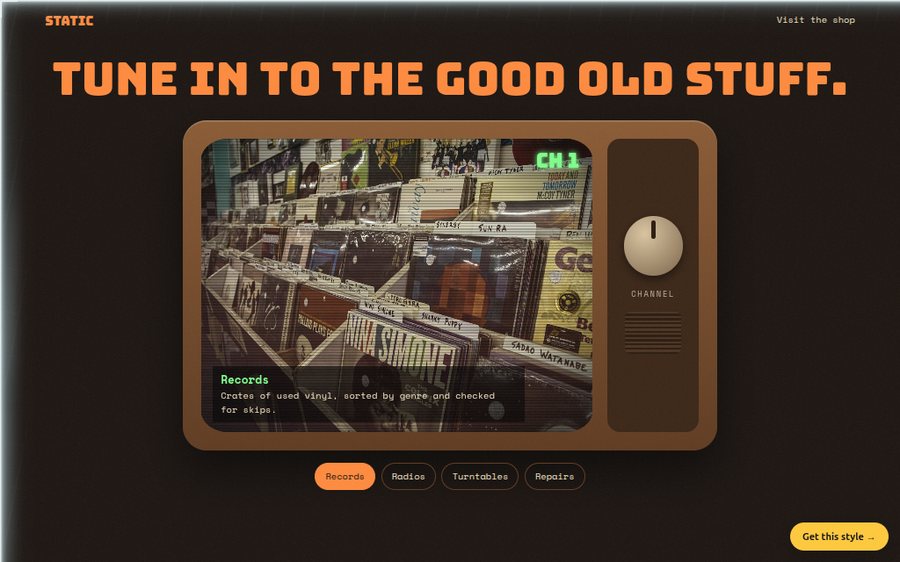 Static Vintage TV & Records sample website by Cheap Cheap Websites