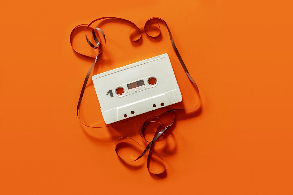 White cassette tape close-up photography