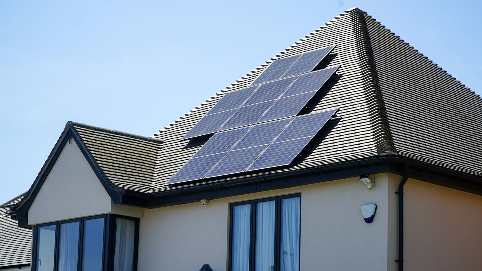 Home with a neat solar array on its roof