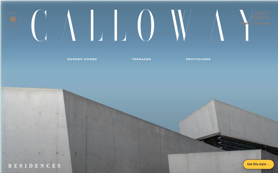 The Calloway Residences sample website by Cheap Cheap Websites