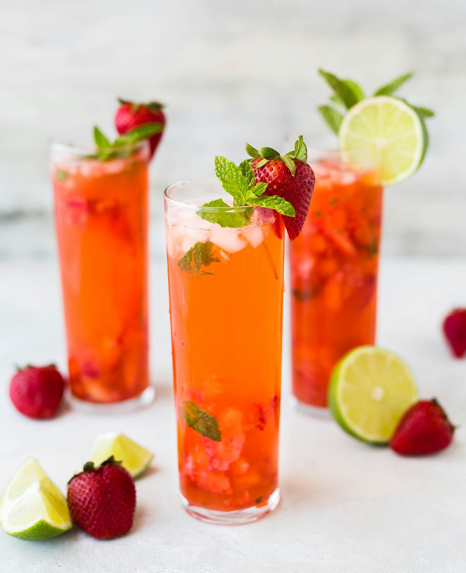 Three glasses of fresh juice