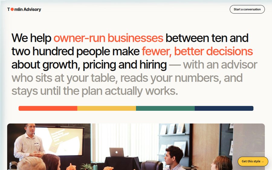 Tomlin Advisory sample website by Cheap Cheap Websites