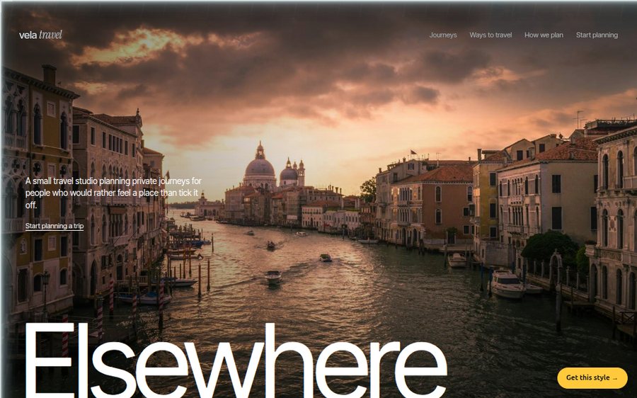 Vela Travel Studio sample website by Cheap Cheap Websites