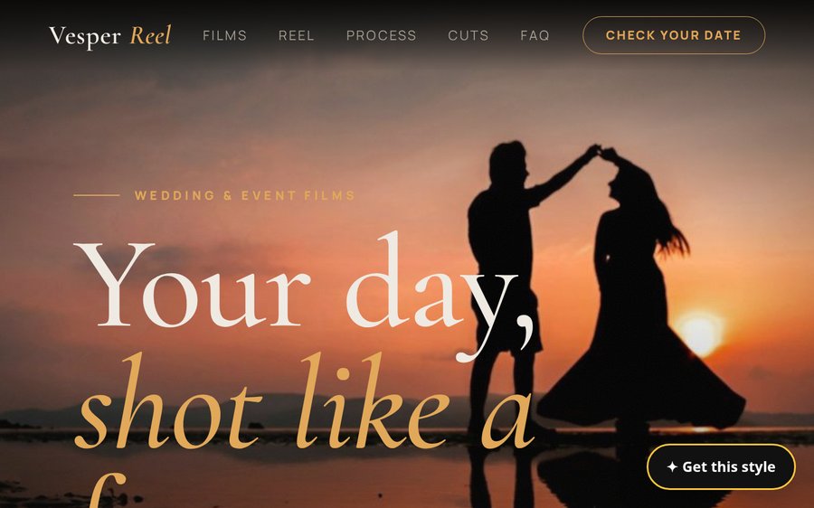 Vesper Reel sample website by Cheap Cheap Websites