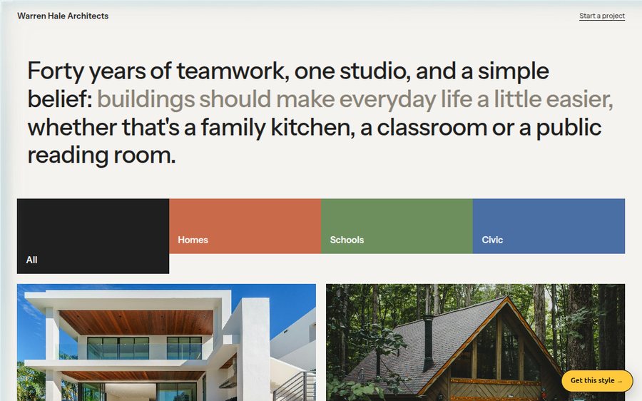 Warren Hale Architects sample website by Cheap Cheap Websites